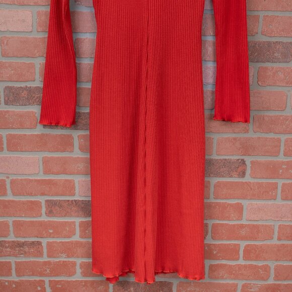 🆕 Red Ribbed Midi Dress - Small - Picture 6 of 13
